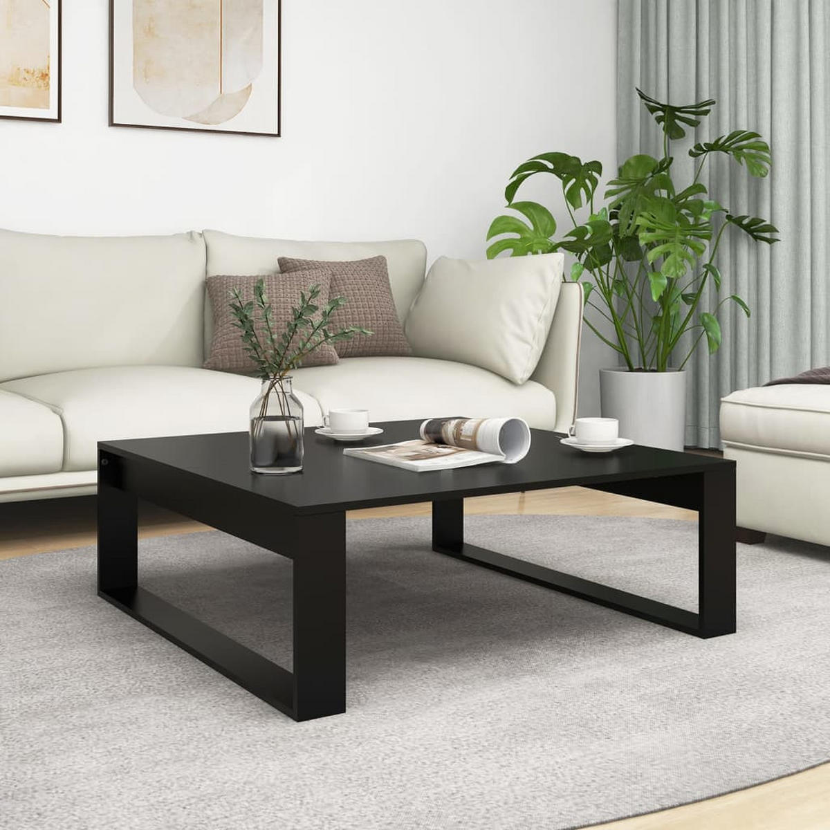 COUCHTISCH Schwarz 100x100x35 cm Holzwerkstoff - Schwarz, Holzwerkstoff (100/100/35cm) - furnicato