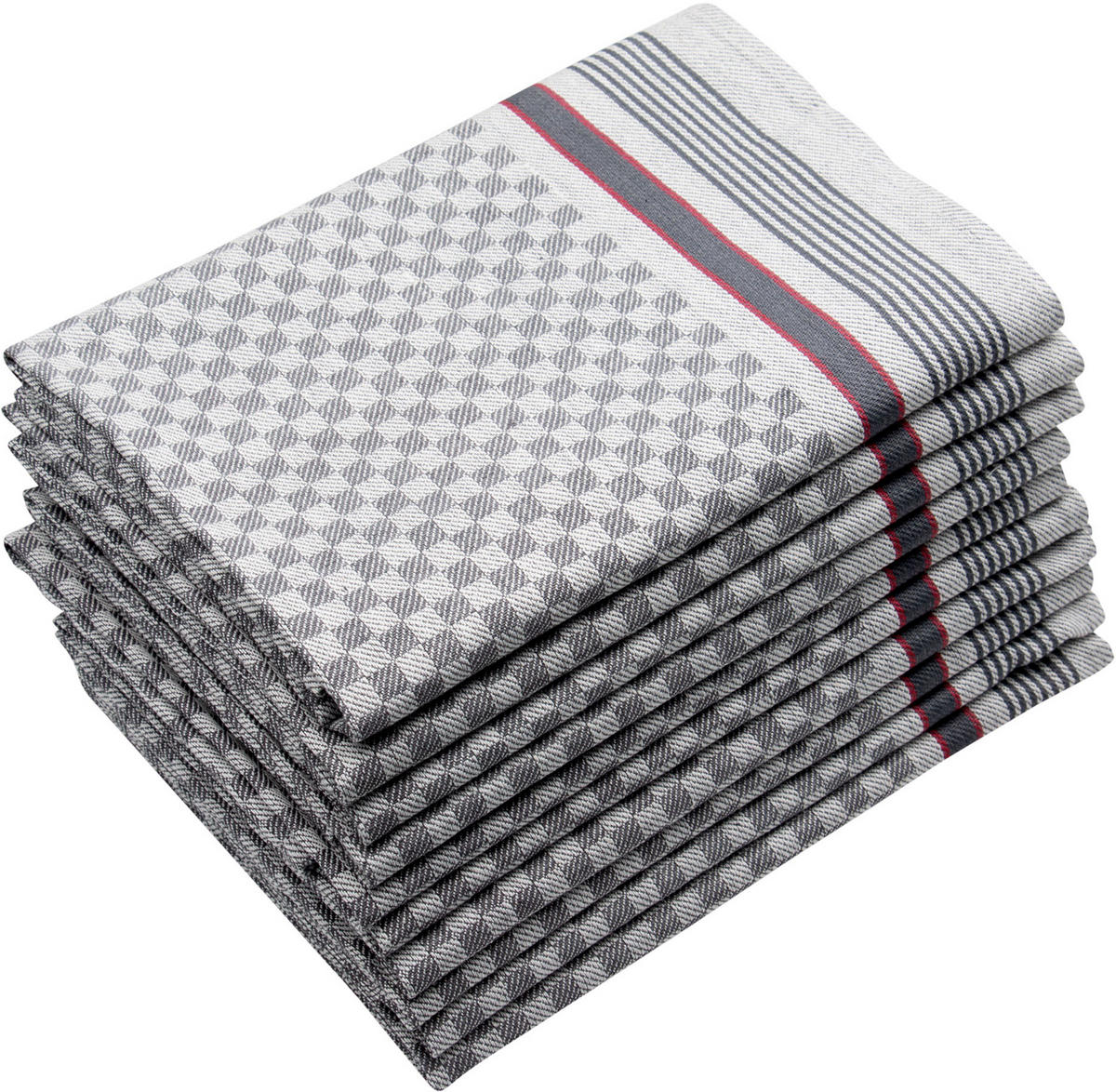GESCHIRRTÜCHER, 10er-Set, 50x100 cm, 100% Baumwolle, Grau - Grau, Textil (50/100cm) - Zollner