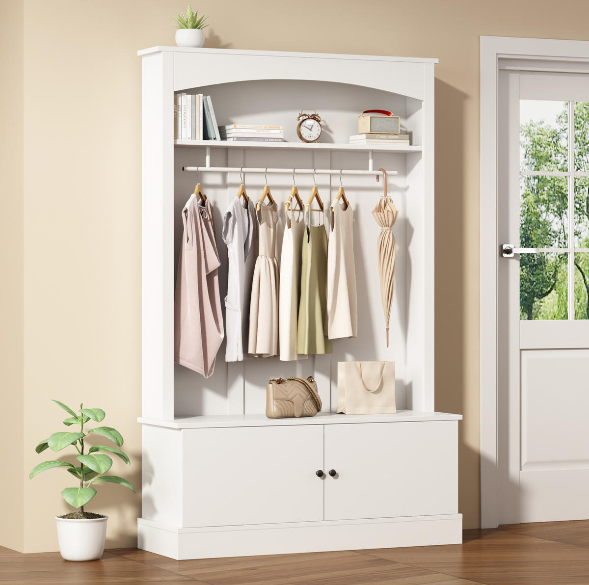 GARDEROBE mit Schuhbank 120 x 40 x 190 cm Weiß - Weiß, Holzwerkstoff (40/190/120cm) - Beauniv