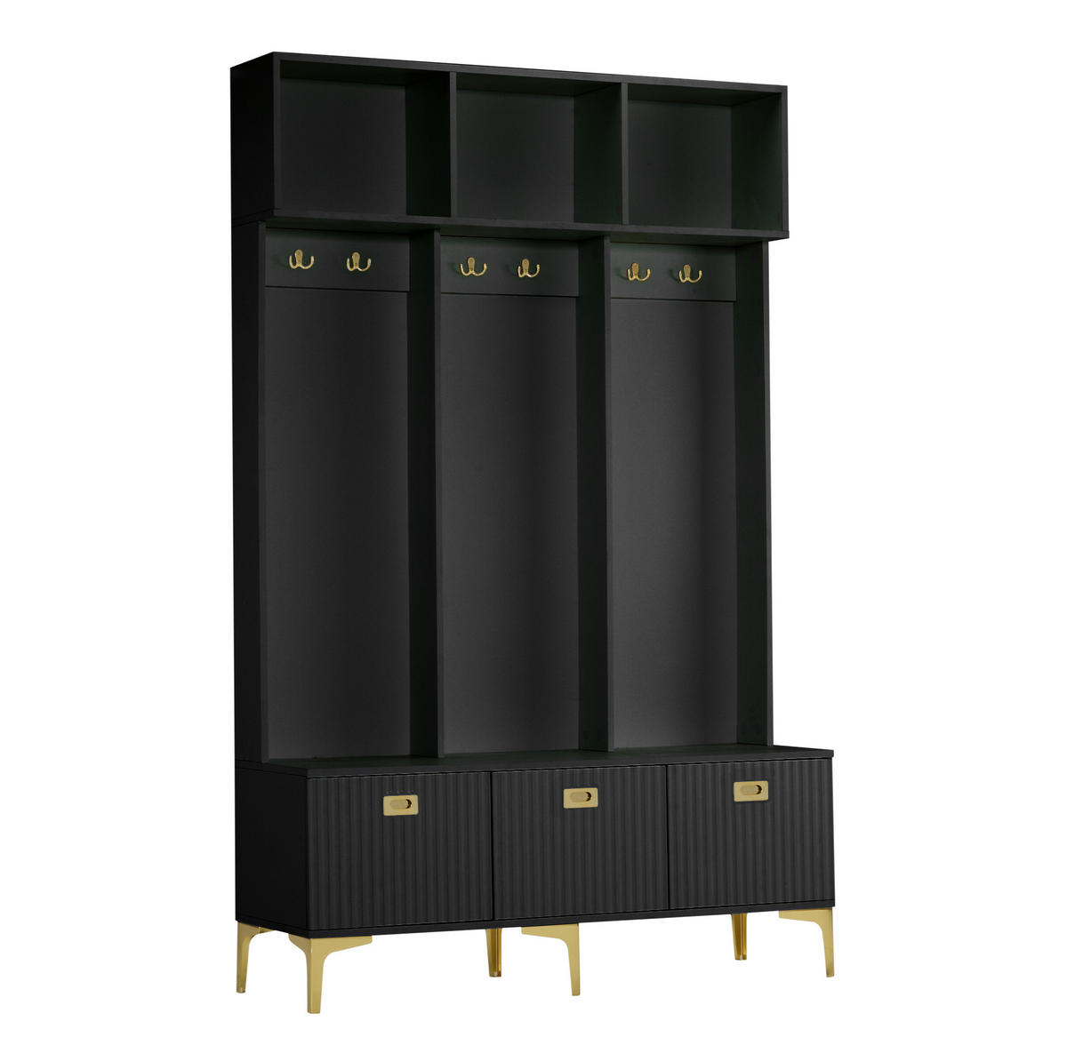 GARDEROBENSET mit Bank 120 x 23,5 x 191,5 cm Schwarz - Schwarz, Holzwerkstoff (40/191/120cm) - Beauniv