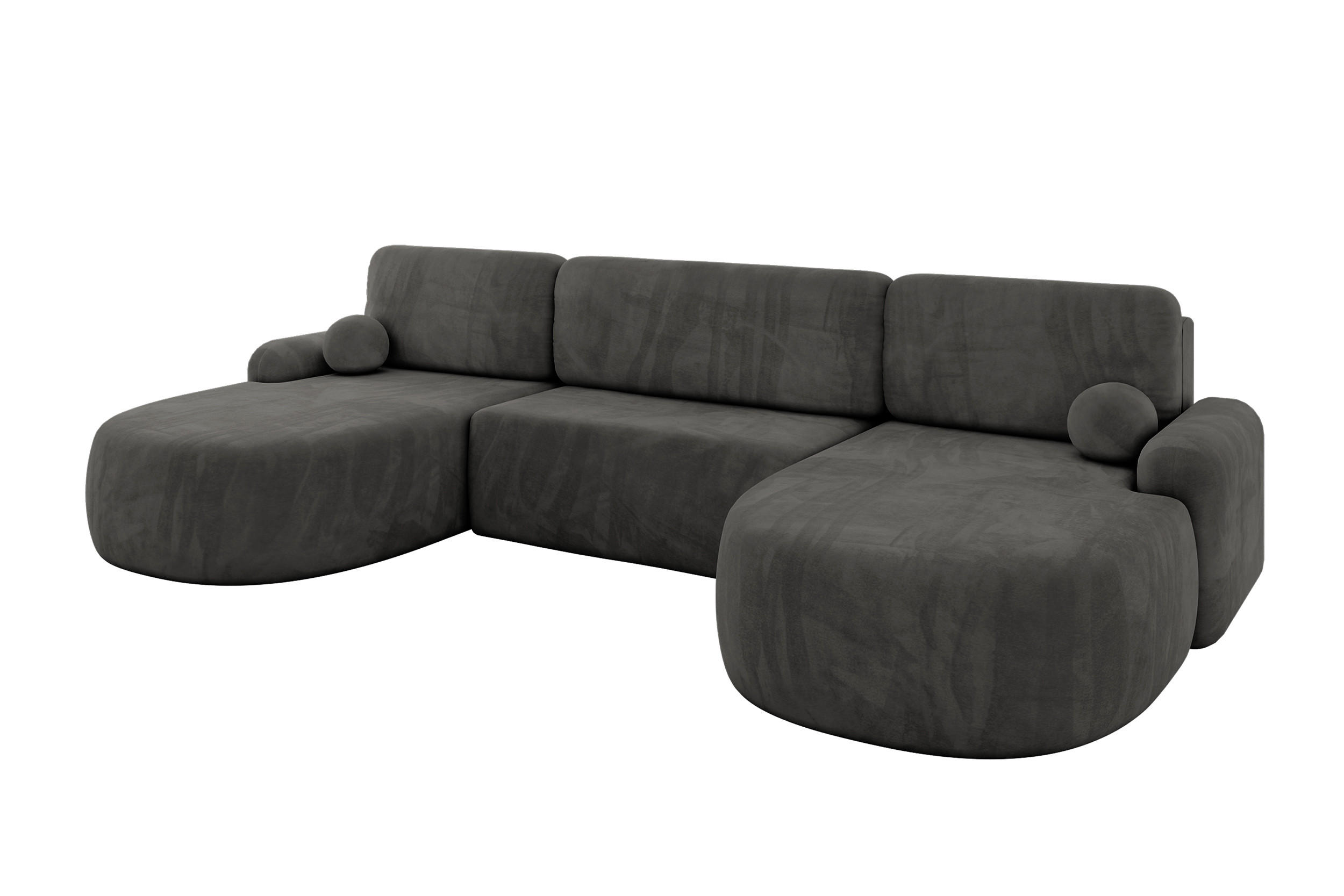WOHNLANDSCHAFT mit Schlaffunktion und Bettkasten LIRA-U - 335x172x89 Dunkelgrau - Dunkelgrau, Holzwerkstoff/Textil (335/89/172cm) - ALTDECOR