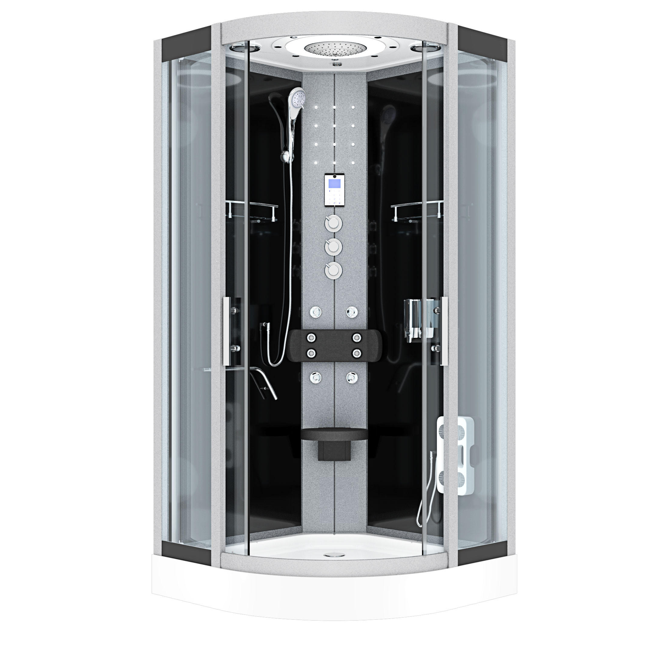 FERTIGDUSCHE Dusche D58-03T1-EC Schwarz 80x80 - Schwarz, Glas/Kunststoff (80/80/215cm) - AcquaVapore by Sandra Jentho