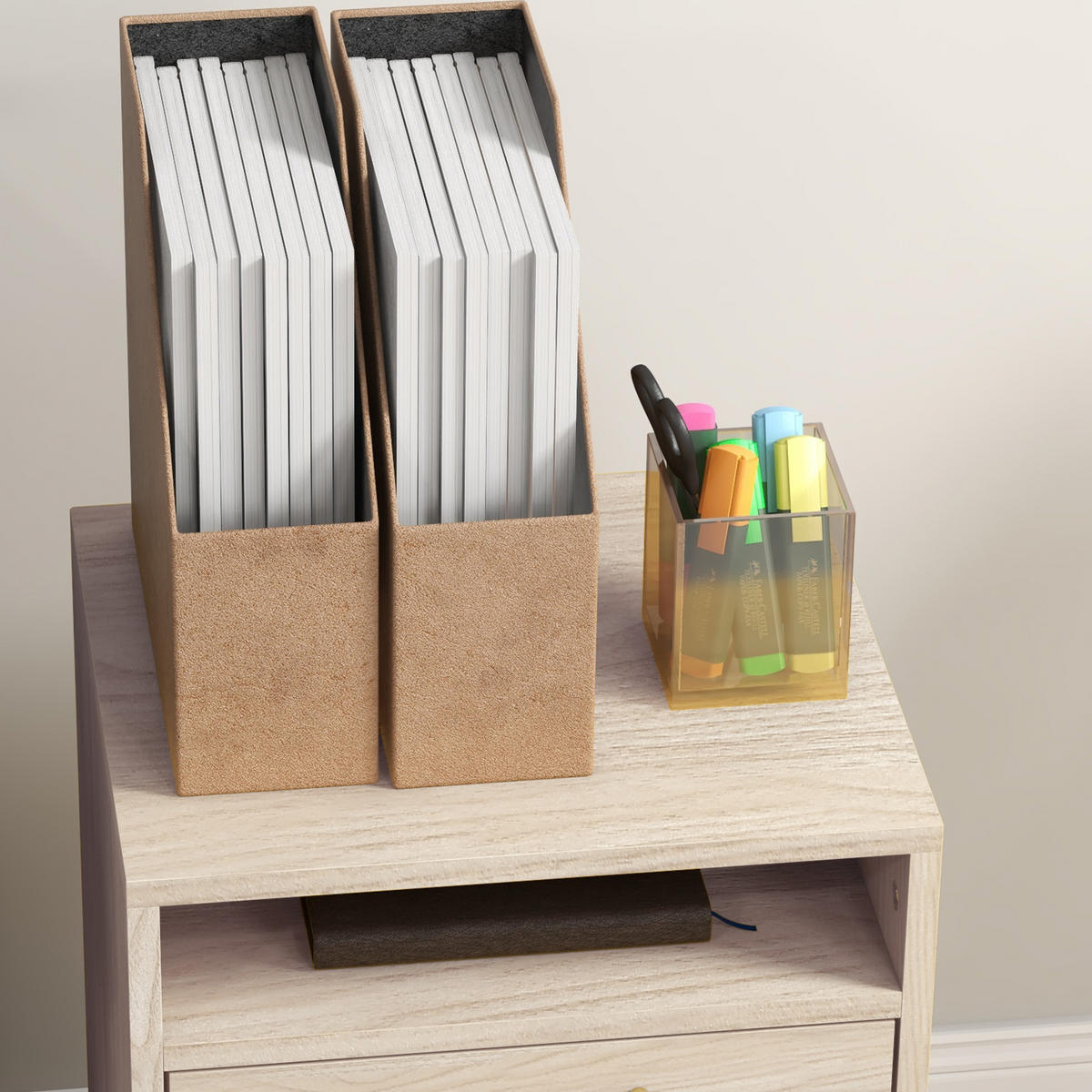 ROLLCONTAINER DE-14426 mit Schublade, Nische und Schrank Eiche - Beige, Holzwerkstoff (35/60/40cm) - ComfortXL