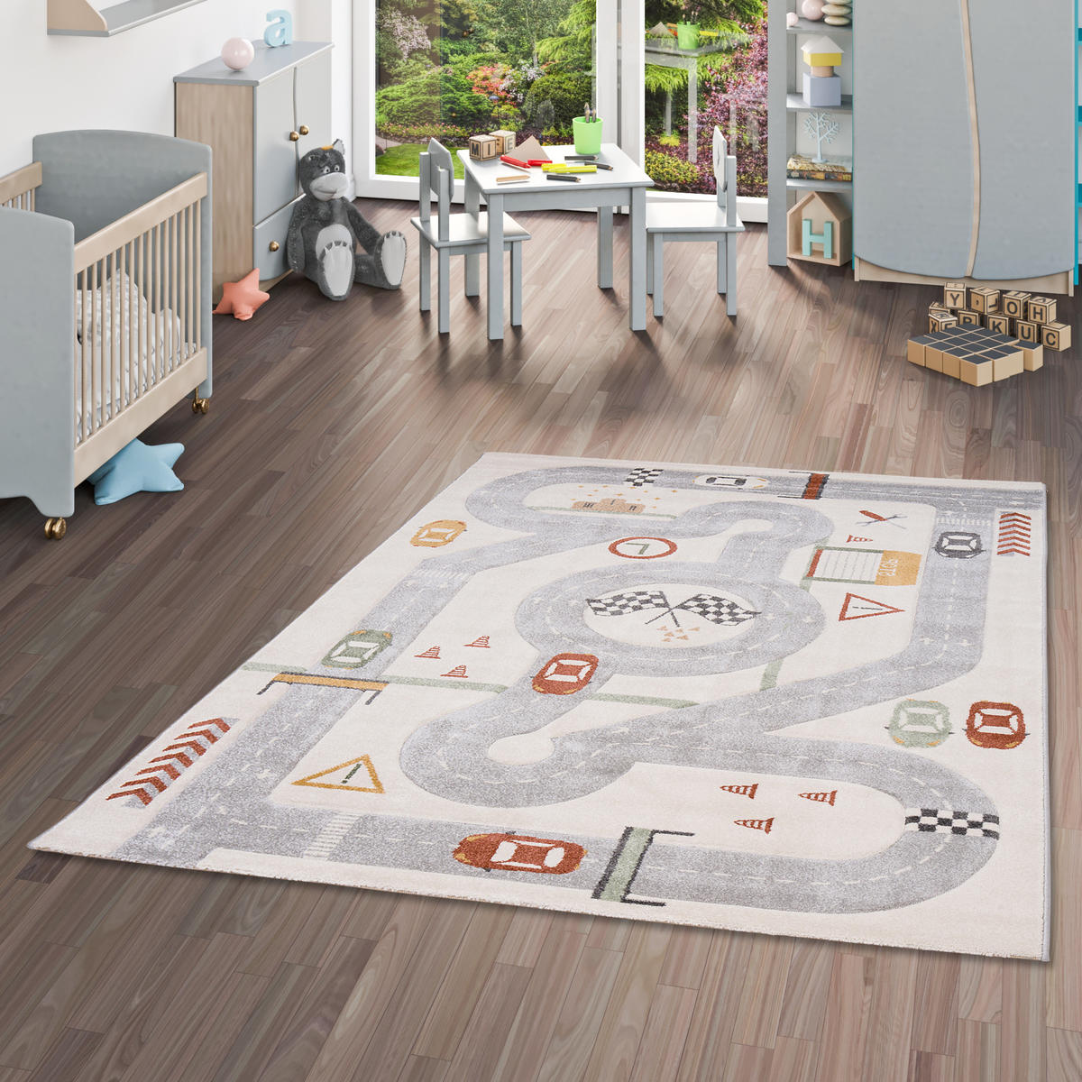 KINDER TEPPICH MAUI KIDS RENNBAHN - Grau, Textil (200/290cm) - Pergamon