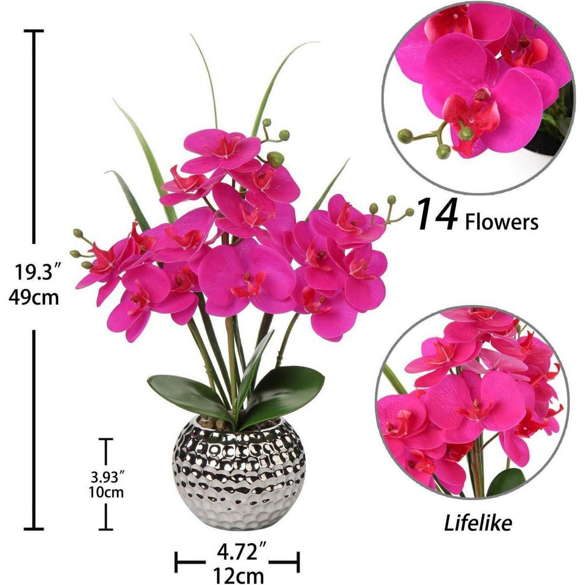 KUNSTBLUME Orchidee Phalaenopsis Lila 49 cm - Lila, Keramik (17.5cm)