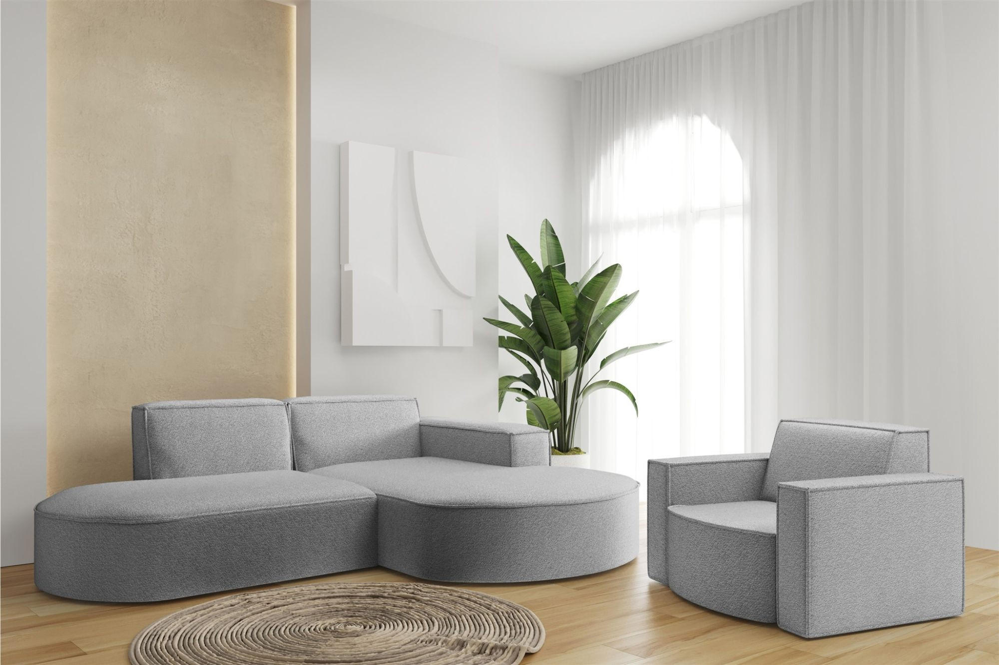 SOFASET Palma Ecksofa Sessel Ascot - Taupe, Holzwerkstoff/Textil (236/78/165cm) - Fun Möbel