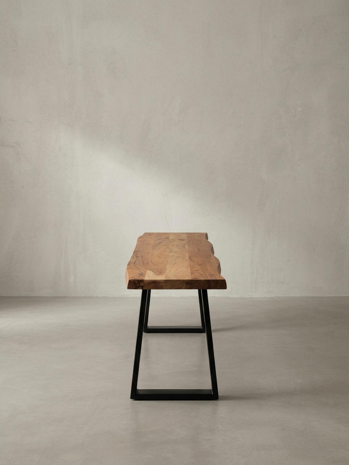 ESSZIMMERBANK Massivholz Metall Baumkante ohne Lehne, Akazie 140x40x46 cm - Schwarz/Braun, Holz/Metall (140/46/40cm) - KADIMA DESIGN