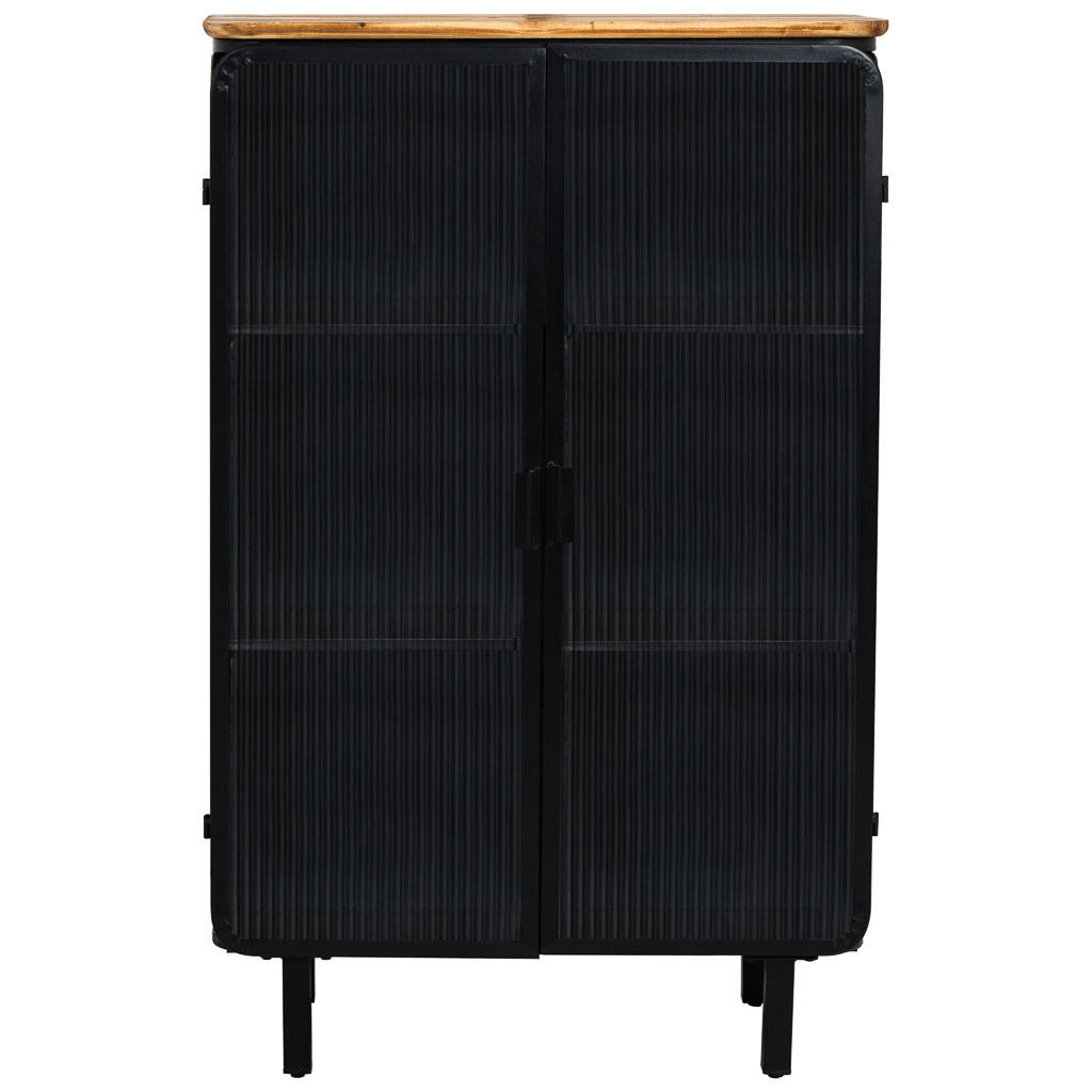 VITRINE aus Metall, Holz und Glas mit 2 Türen, 72x36x113 cm, Schwarz - Schwarz, Holz (72/113/36cm) - Wanderlust