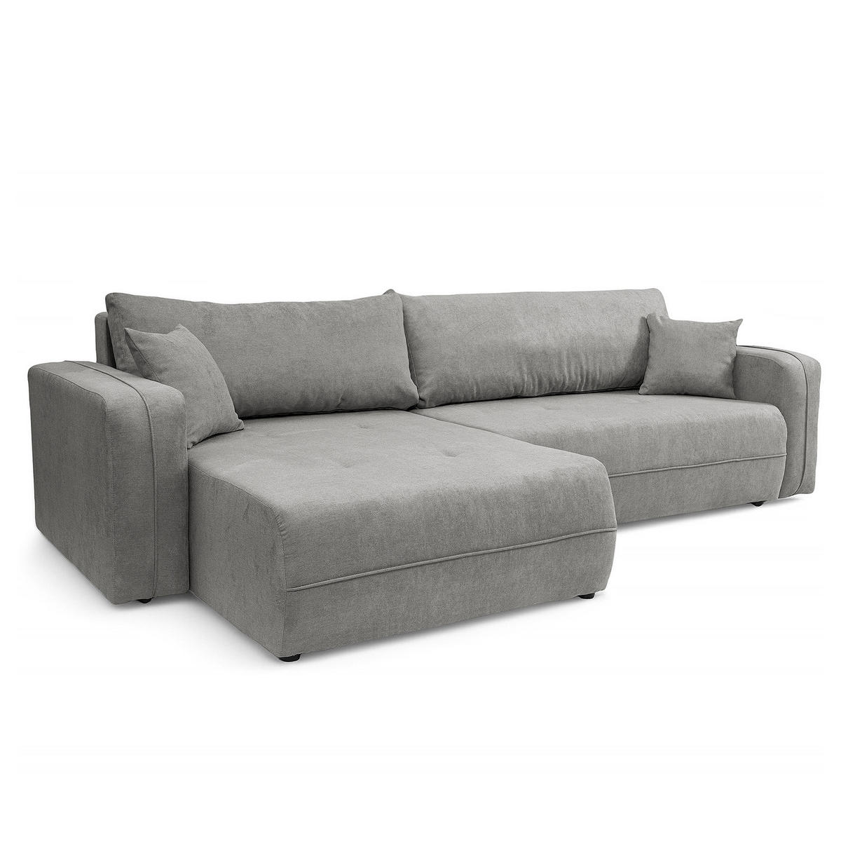 ECKSOFA mit Schlaffunktion - 272 cm - Schwarz/Grau, Kunststoff/Textil (272/145cm) - home24