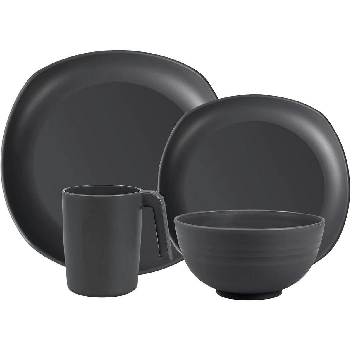 GESCHIRRSET 16-teiliges Set PP unzerbrechlich für 4 Personen - Grau, Kunststoff (240/7.6/240cm)