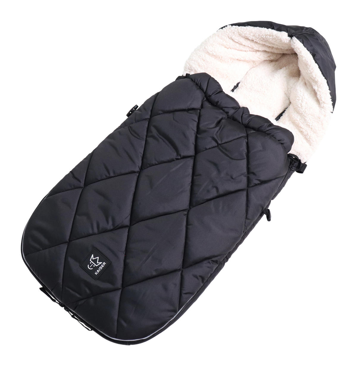 KINDERWAGEN-FUSSSACK XL TOO, black/creme - Schwarz Hochglanz, Textil (46/10/105cm) - Kaiserbaby