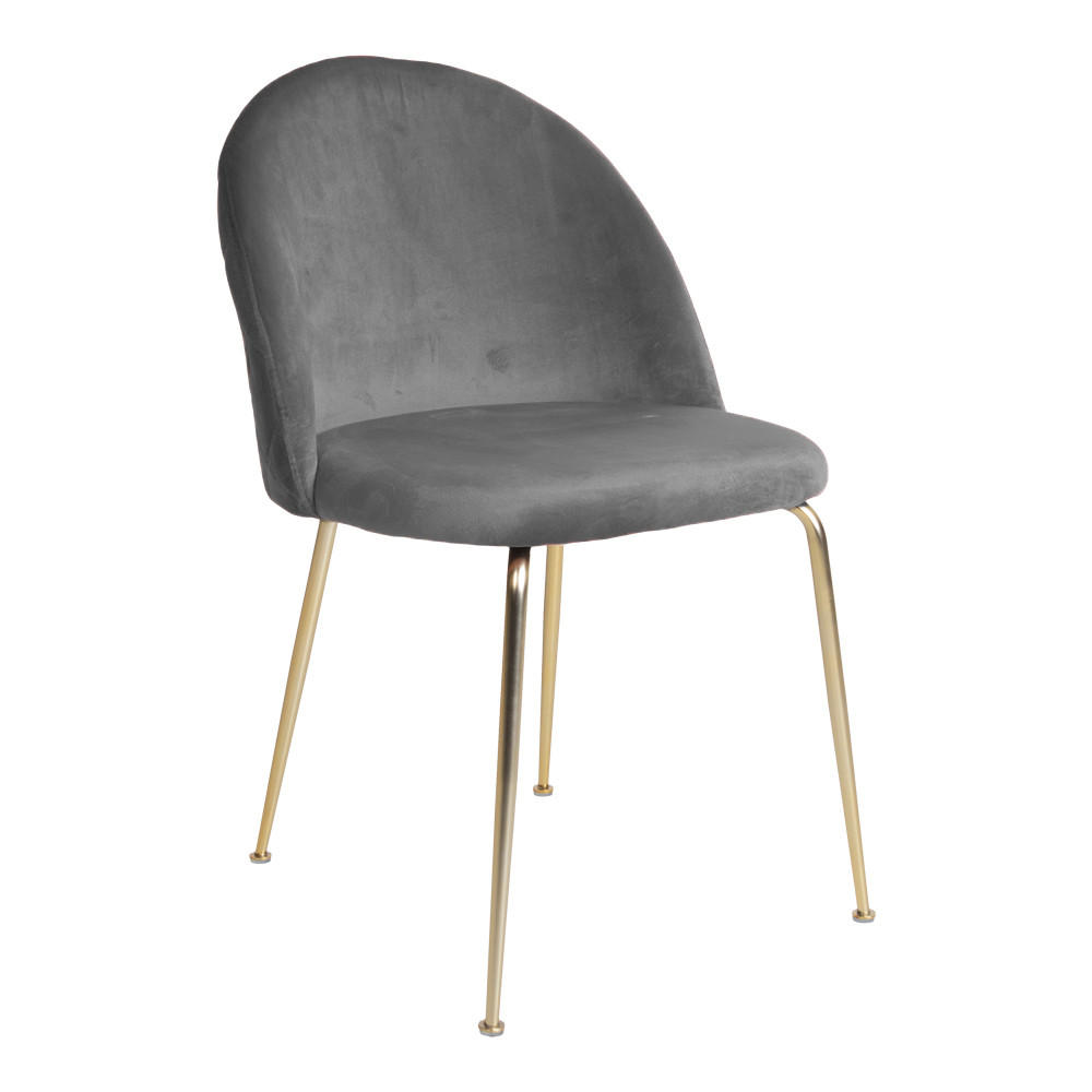 STUHL 2er-Set velours, Beine im Messing Look - Grau, Holzwerkstoff (51/78/52cm) - ebuy24