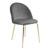 STUHL 2er-Set velours, Beine im Messing Look - Grau, Holzwerkstoff (51/78/52cm) - ebuy24