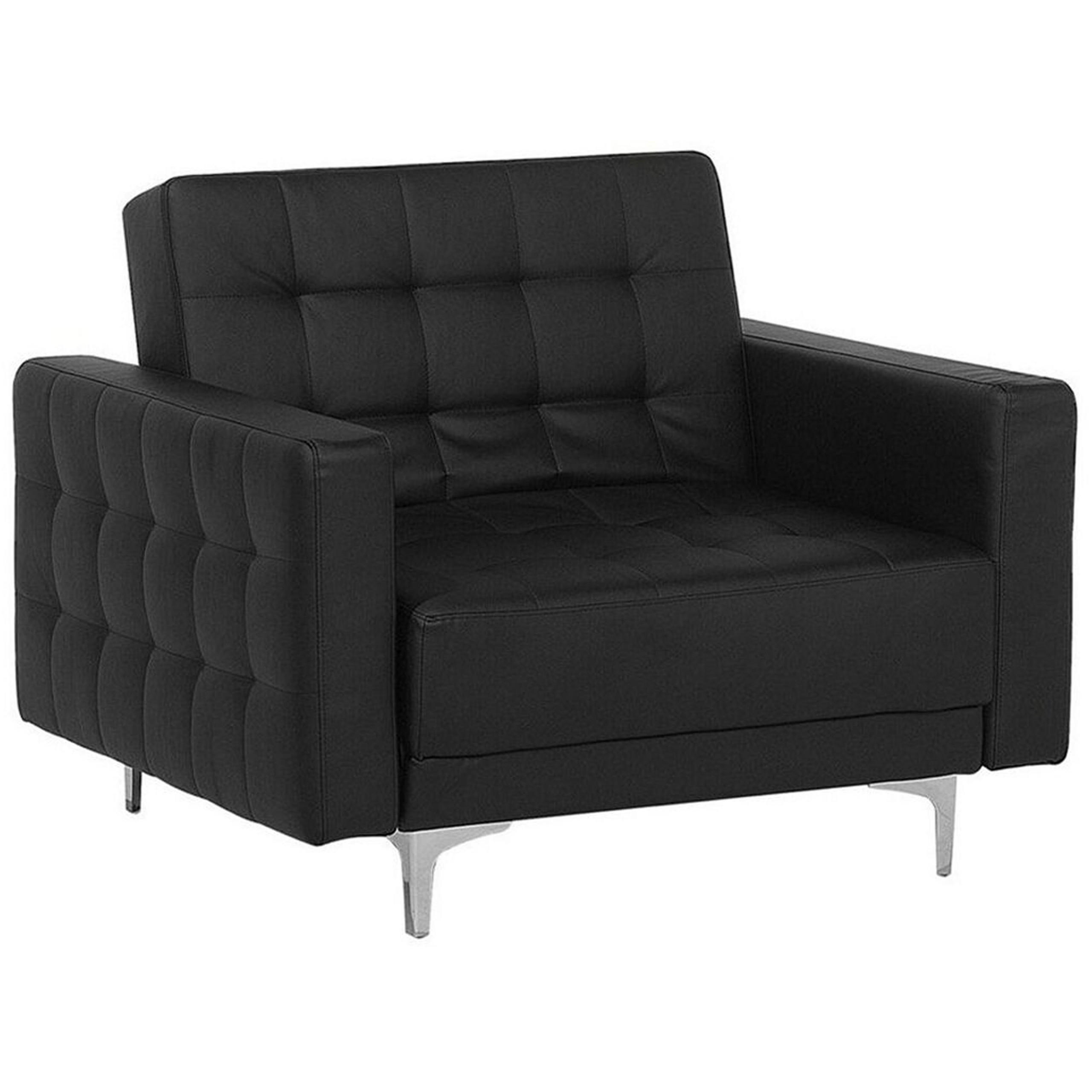 SESSEL Kunstleder schwarz Aberdeen - Silberfarben/Schwarz, Kunststoff/Textil (106/83/88cm) - Beliani