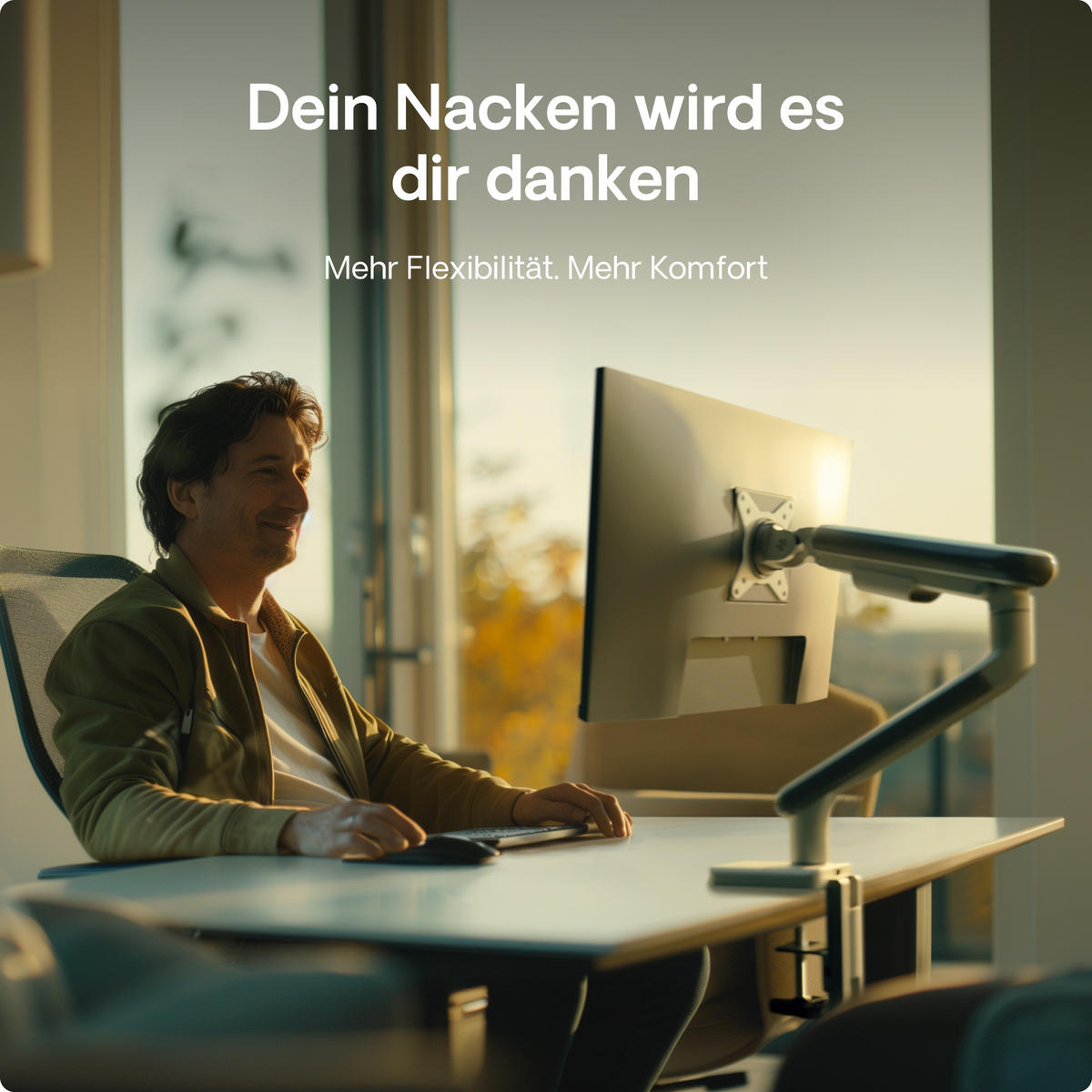 MONITORHALTERUNG, Weiß, Tischhalterung für 1 Monitor 17"-32", VESA 75x75mm, VESA 100x100mm - Schwarz, Kunststoff/Metall (55.9/11.5/60cm) - Desktronic