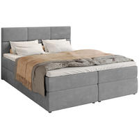 BOXBETT Boston mit Topper 180/200 Hellgrau - Hellgrau, Holzwerkstoff/Textil (180/200cm) - Bromarkt