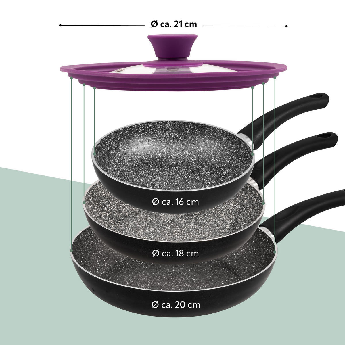 UNIVERSAL-GLASDECKEL, 16/18/20 cm, lila, klein - Lila, Glas (20/20/5cm) - bremermann