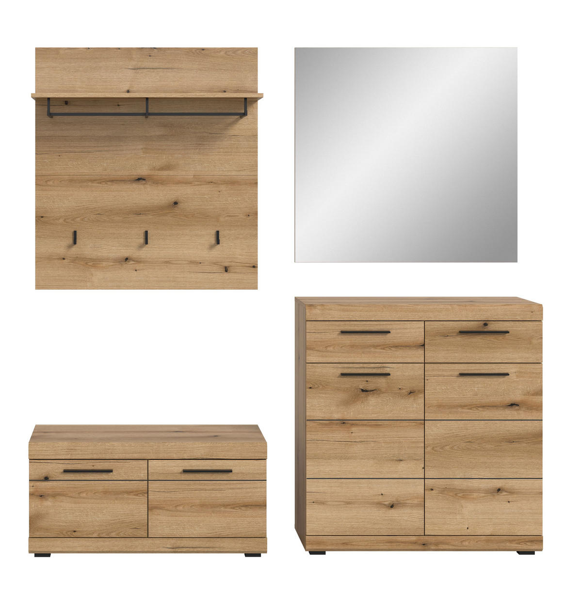 GARDEROBEN-SET SCOUT 4-tlg. (B/H/T: ca. 195/197/40 cm) in Evoke Oak Nachbildung/Evoke Oak Nachbildung - Eichefarben, Holzwerkstoff (195/197/40cm)