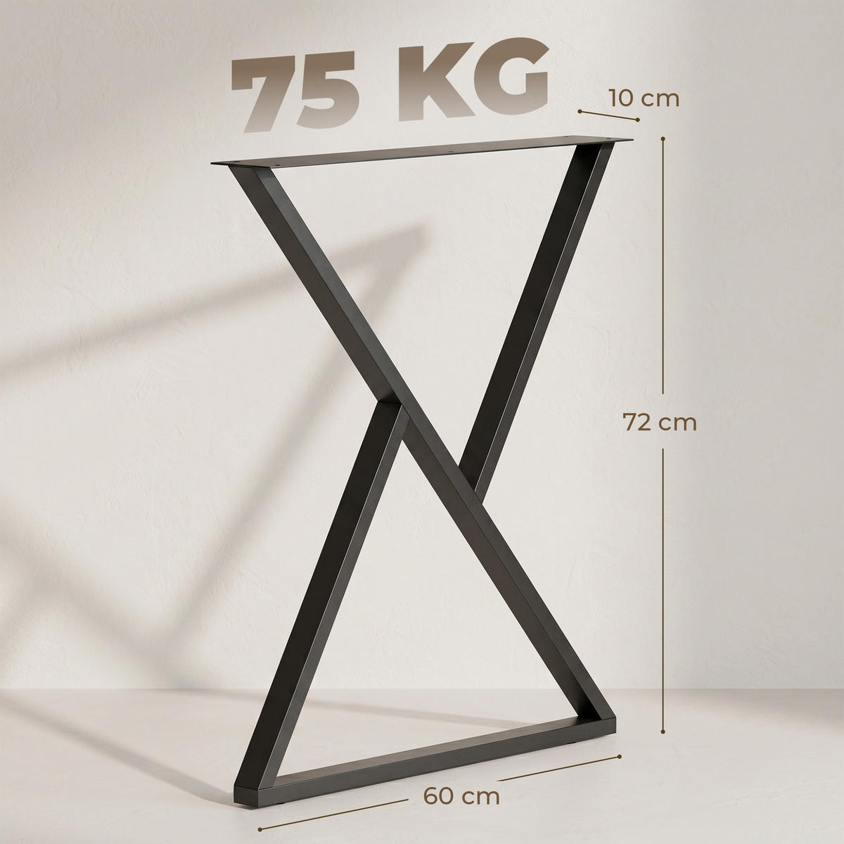 TISCHBEINE DE-18171 X-Form, höhenverstellbare Bodenschoner Schwarz - Schwarz, Metall (10/72/60cm) - ComfortXL