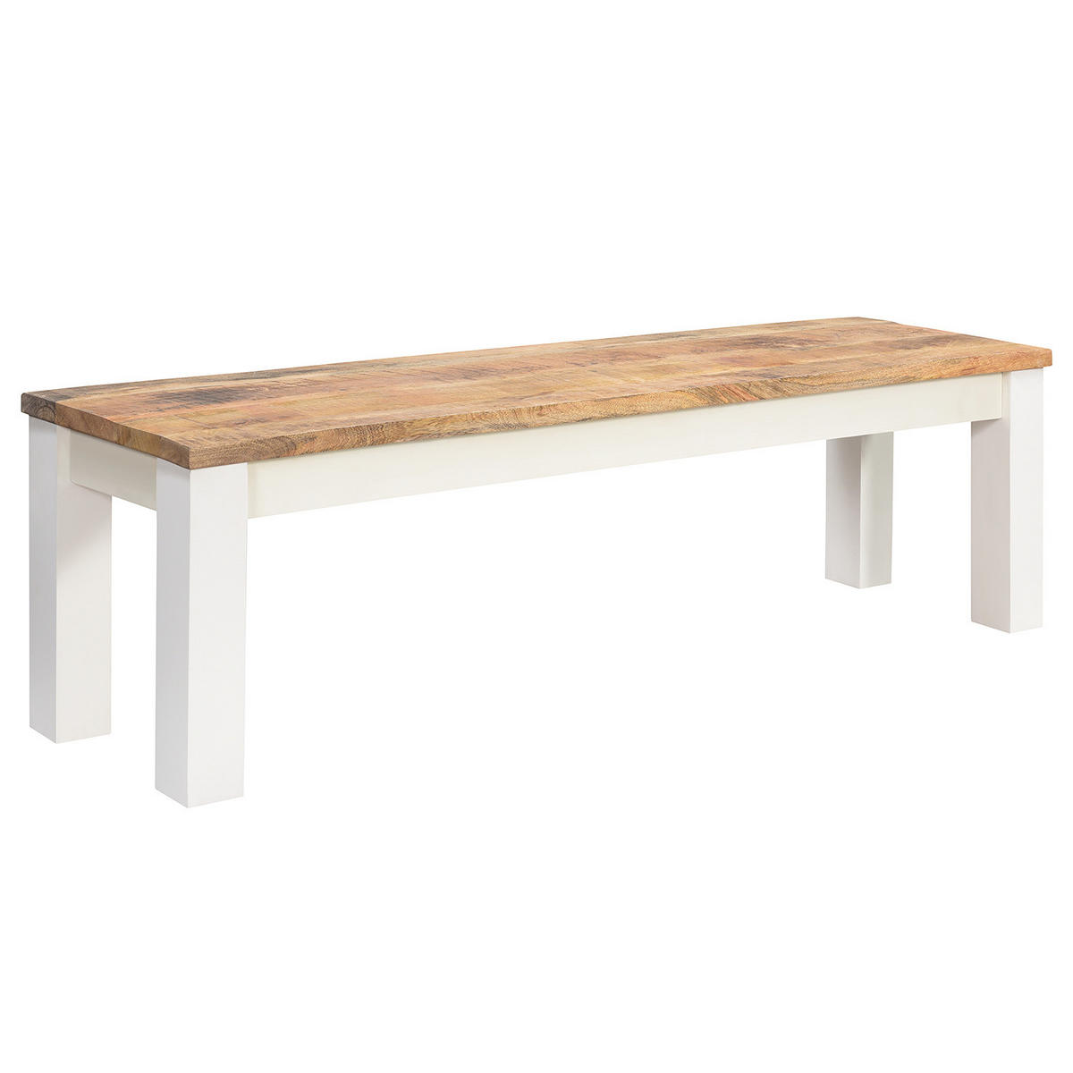 SITZBANK - Mango massiv - Braun/Weiß, Holz (160/45/40cm) - home24