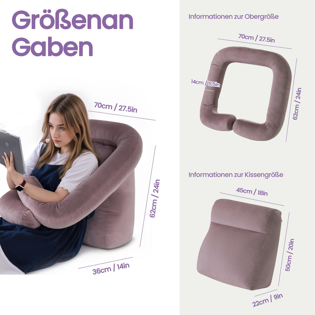 STÜTZKISSEN Lila - Lila, Textil (70/36cm) - Vercart