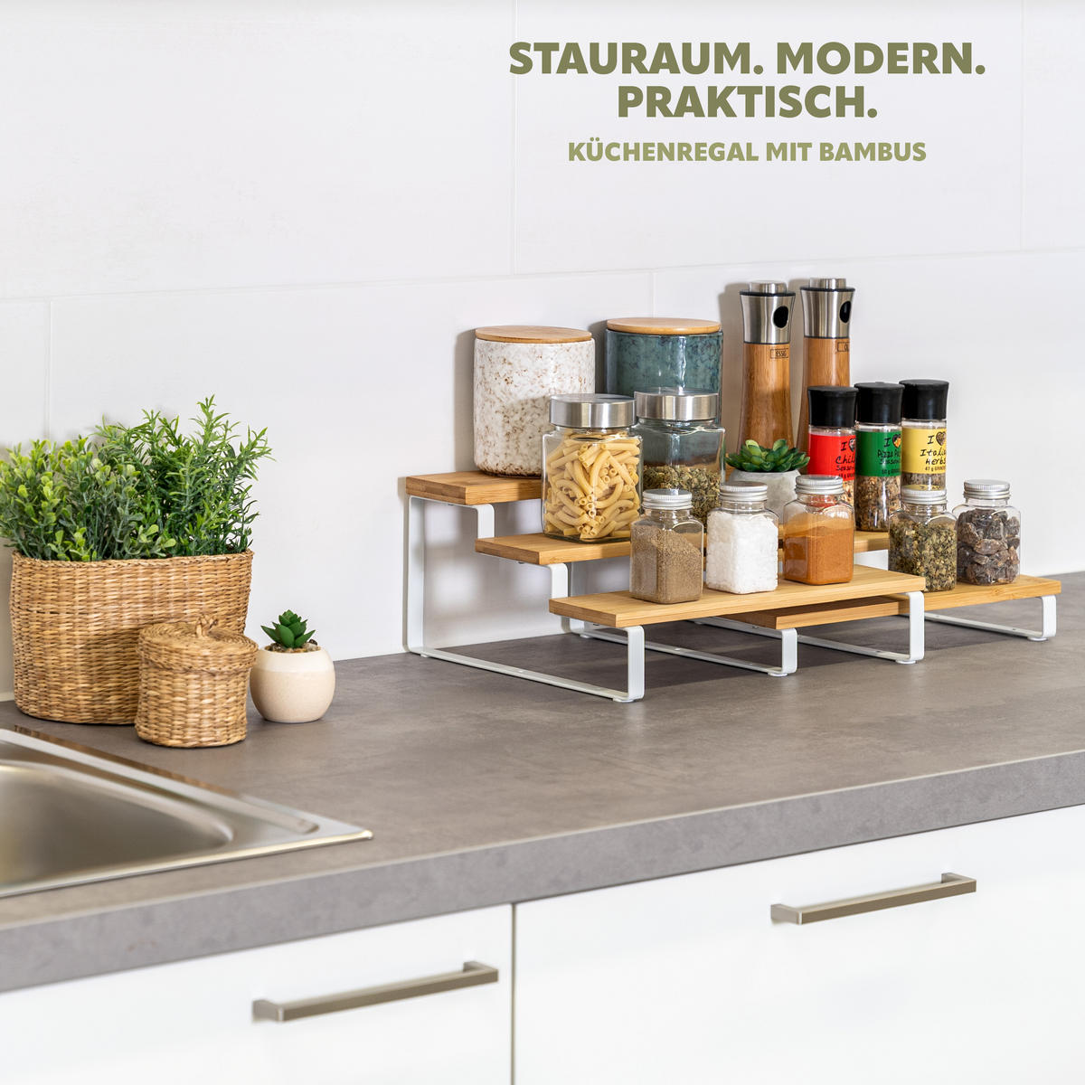 GEWÜRZREGALE 2er-Set, weiß - Weiß, Holz (32/14/27cm) - bremermann