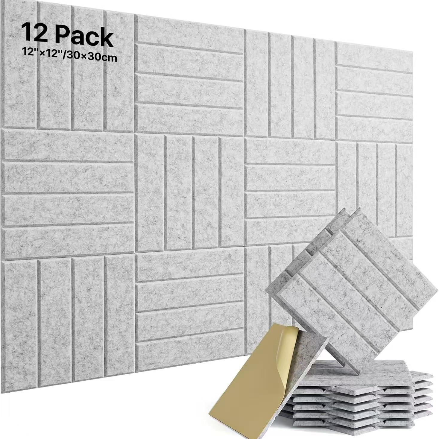 AKUSTIKPANEEL，SELBSTKLEBEND, 30 × 30 × 1 cm, 12 Stück - Grau, Textil (30/30/1cm)