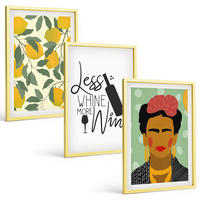 BILDER SET 3er Set - 40x60 cm Goldrahmen - Zitronenweinporträt von Frida - Goldfarben, Kunststoff (40/60cm) - TULUP