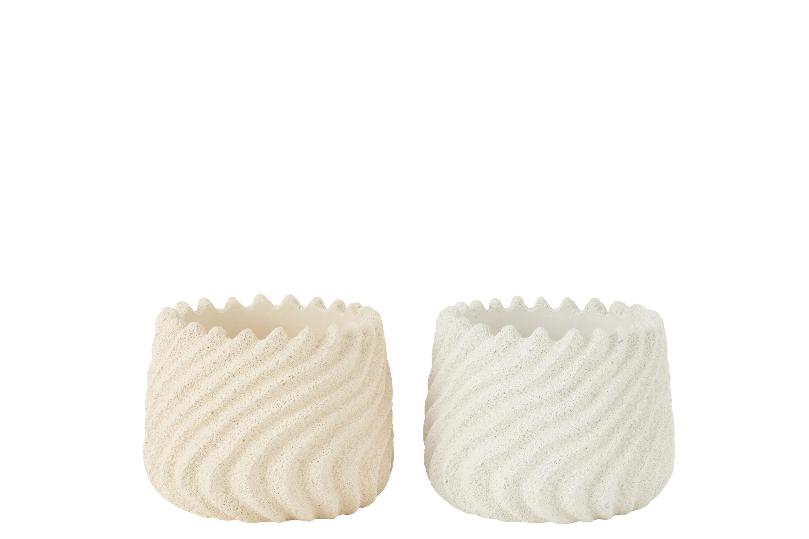 BLUMENTOPFE MARIS - Zement - Weiß - M - 2er set - Ø 17 cm - Multicolor, Stein (17/13.5cm) - J-Line