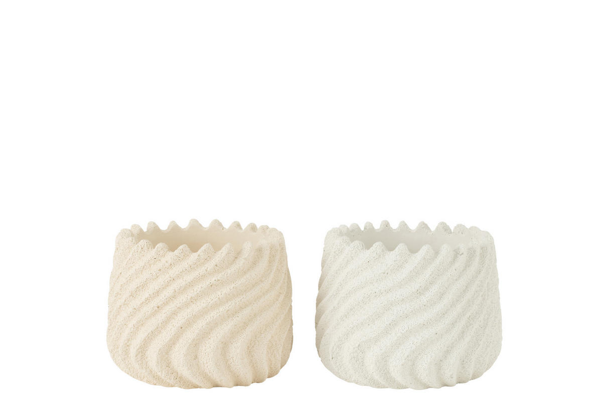 BLUMENTOPFE MARIS - Zement - Weiß - M - 2er set - Ø 17 cm - Multicolor, Stein (17/13.5cm) - J-Line