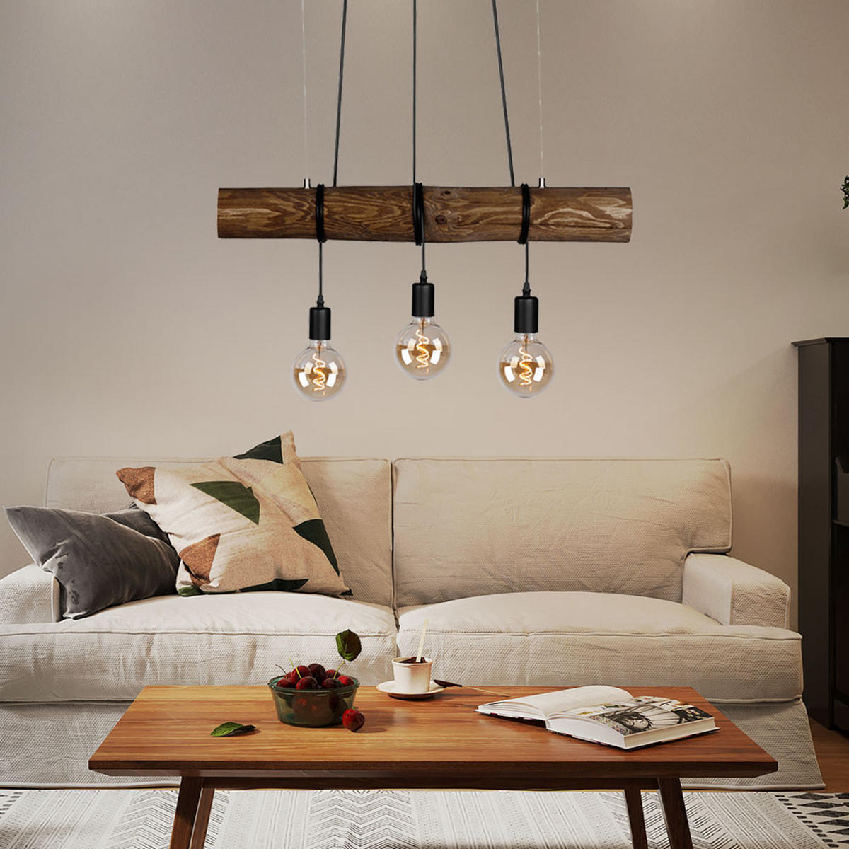 HÄNGELEUCHTE ADINA Holz Metall Braun - Braun, Holz (65/8/140cm)