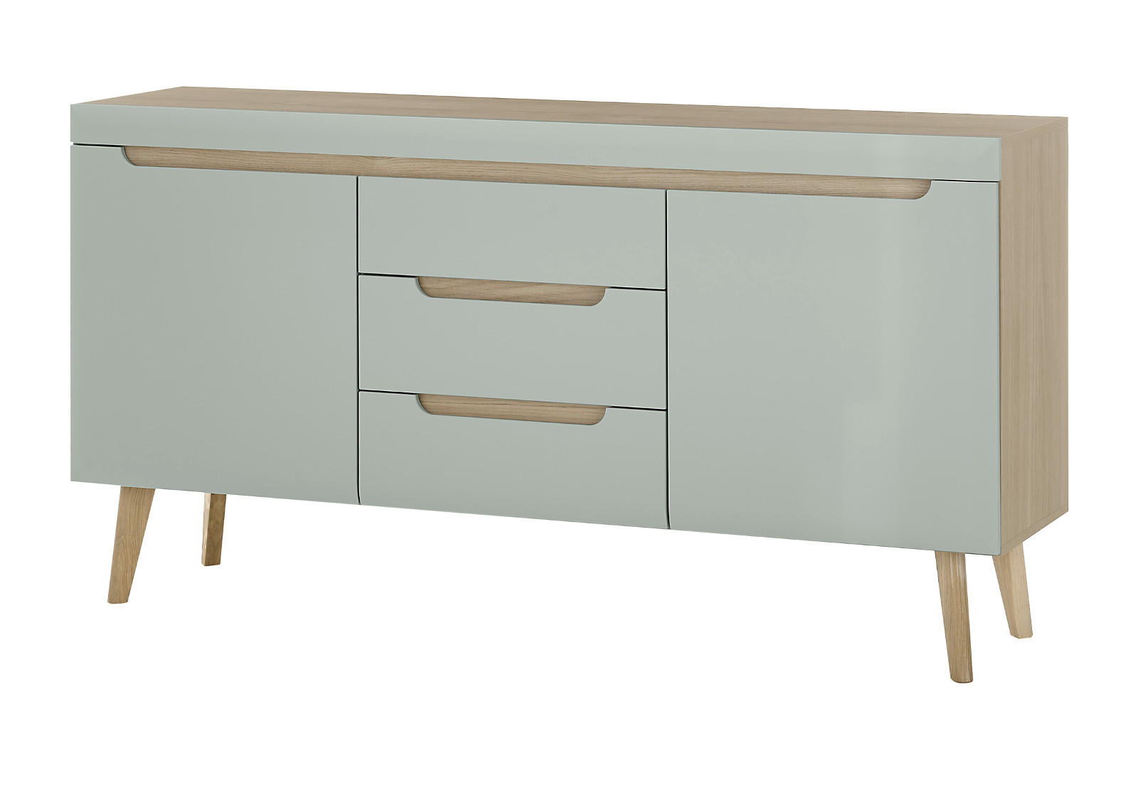 SIDEBOARD Pistazie grün, Eiche, skandinavisch 160 cm, Kommode mit Soft-Close - Eichefarben/Pastellgrün, Eichenholz/Holz (160/83/40cm) - Furn.Design