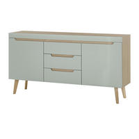 SIDEBOARD Pistazie grün, Eiche, skandinavisch 160 cm, Kommode mit Soft-Close - Eichefarben/Pastellgrün, Eichenholz/Holz (160/83/40cm) - Furn.Design