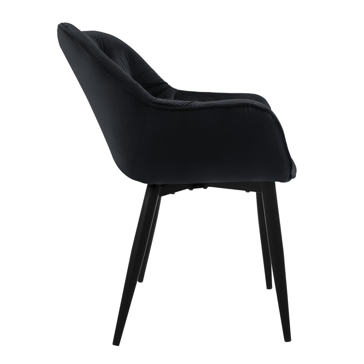ESSZIMMERSTUHL Samt Schwarz 6er Set - Schwarz, Metall (67/83/59cm) - ML-DESIGN