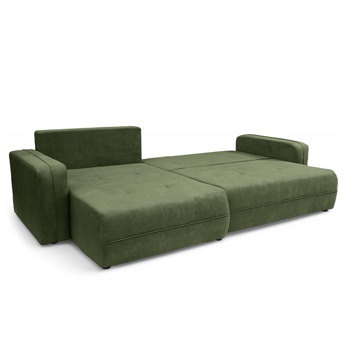 ECKSOFA mit Schlaffunktion - 272 cm - Schwarz/Grün, Kunststoff/Textil (272/145cm) - home24