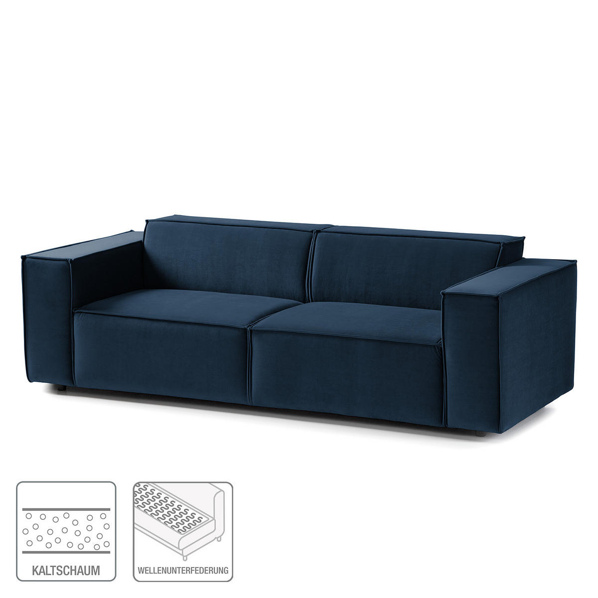 2,5-SITZER SOFA - Dunkelblau, Textil (223/70/96cm) - home24