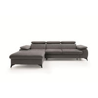 ECKSOFA FIORE Grau Velours-Stoff mit Schlaffunktion - Grau, Holz (120/120cm) - MASSENO