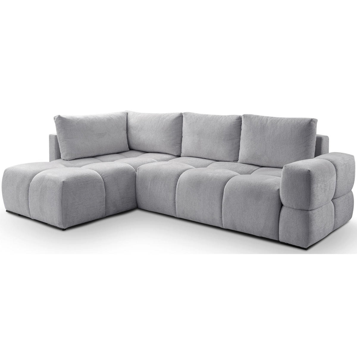 ECKSOFA Taremi mit Chenillebezug Grau, beidseitig - Schwarz/Grau, Textil (267/185cm) - Selsey