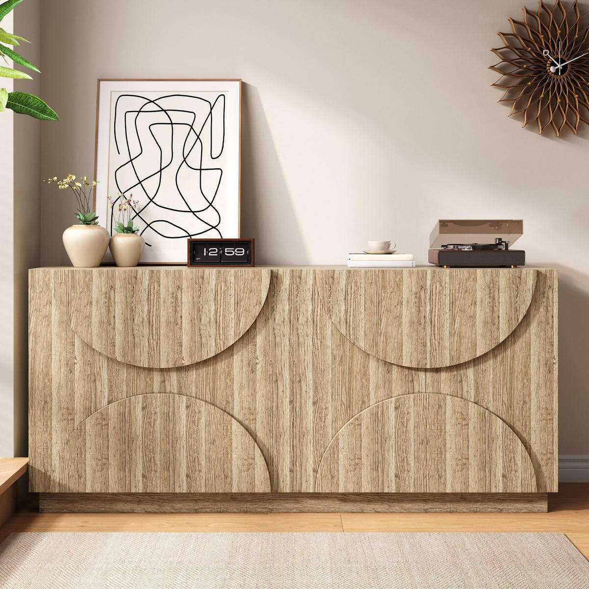 SIDEBOARD z dřevotřísky, 160/40/80 cm, přírodní - přírodní, kompozitní dřevo (160/80/40cm) - BEAOK