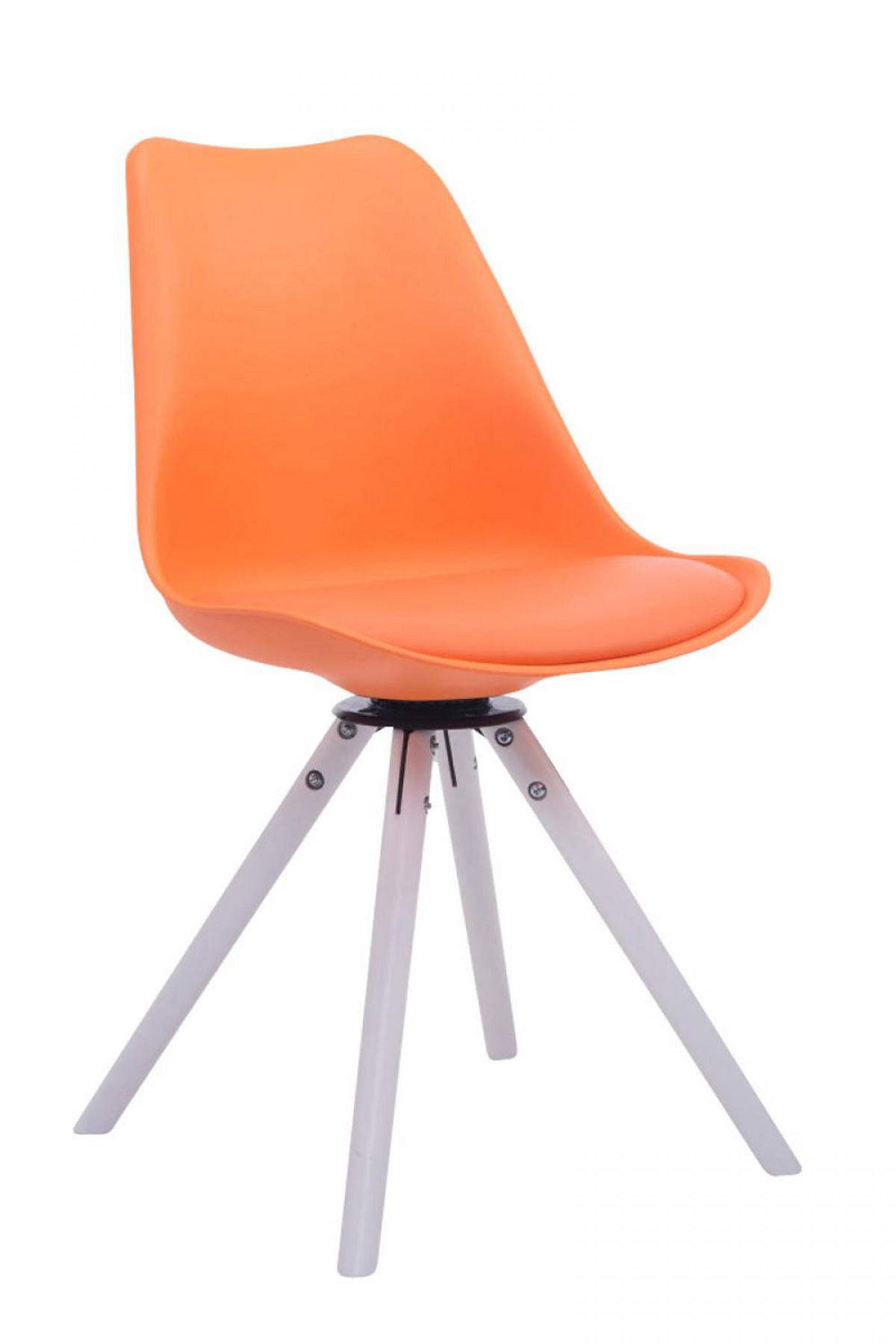 STUHL Lederlook orange - Weiß/Orange, Holz/Textil (48/84/56cm) - CLP