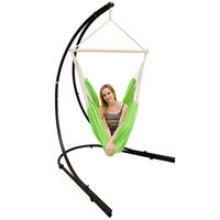 XL HÄNGESTUHL mit Gestell 210/140 cm , Grün/Schwarz - Grün, Textil (140/210/160cm) - Amanka