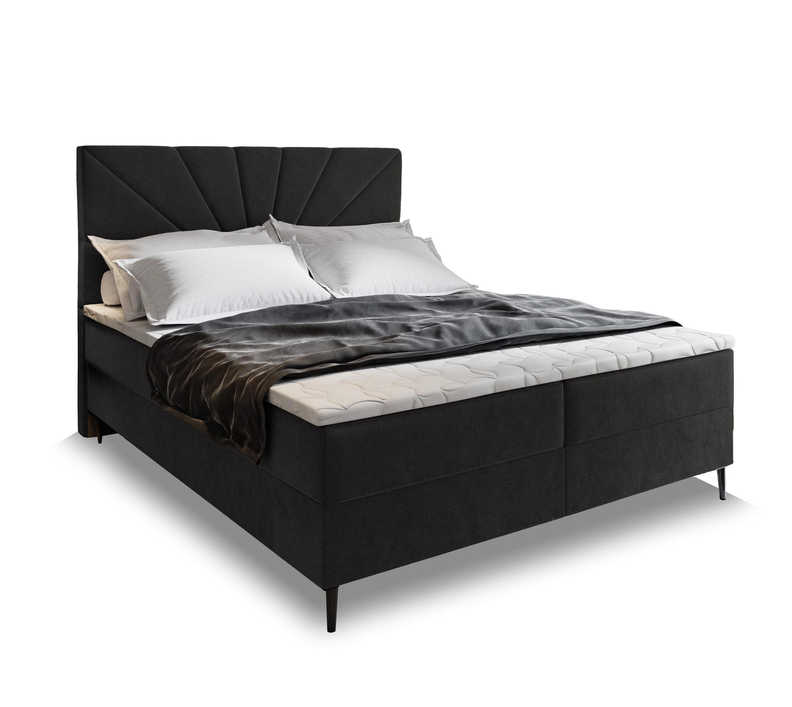 BOXBETT MURI 140x200 cm mit Matratze und Topper - Schwarz - Schwarz, Holz (140/200cm) - MASSENO