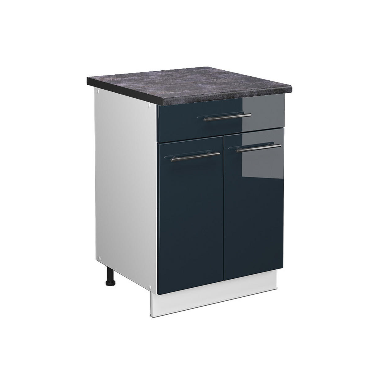 KÜCHENUNTERSCHRANK Fame-Line Dunkelblau Hochglanz 60 cm mit Schublade AP Anthrazit - Weiß/Dunkelblau, Holzwerkstoff (60/82/60cm) - Vicco