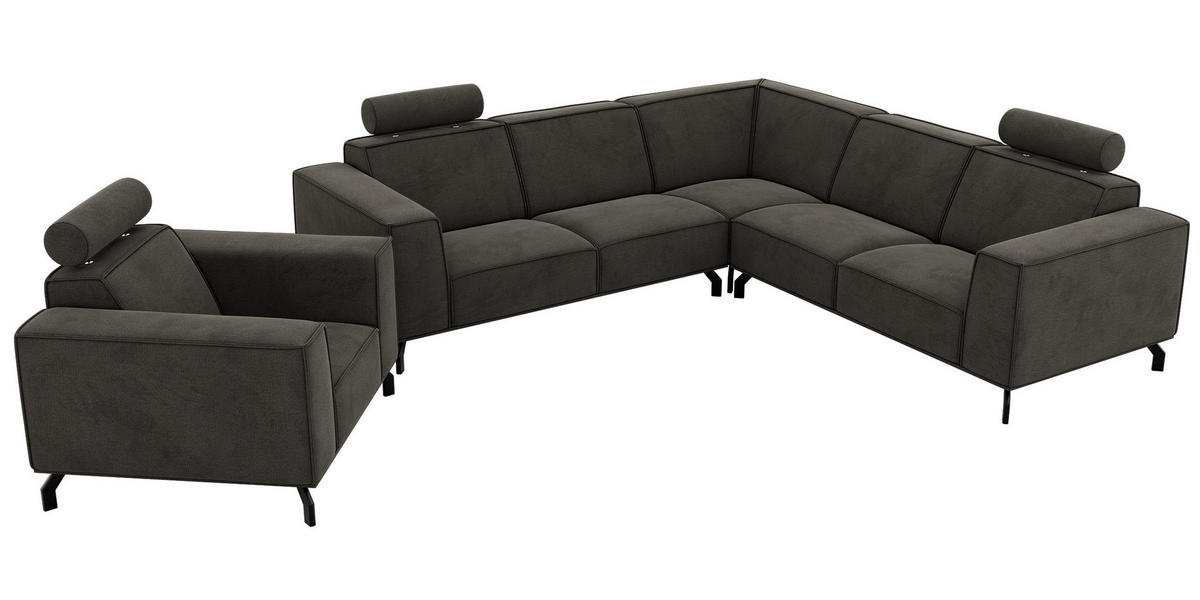 SEDACIA ZOSTAVA L+1 VESANO - Tmavosivá Samet - čierna/tmavosivá, kov/textil (260/90/260cm) - MKS