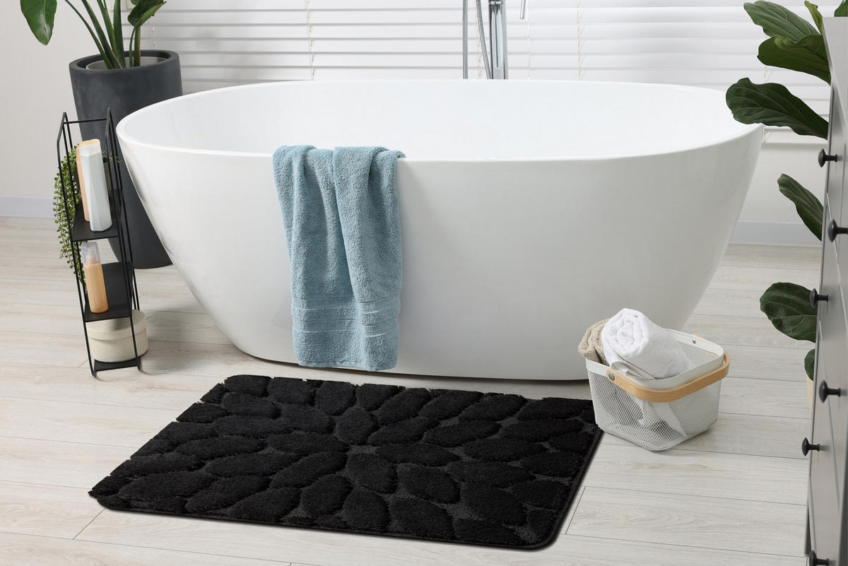 BADLÄUFER SUPREME STONES, 60/100 cm - Schwarz, Textil (60/100cm) - rugsX