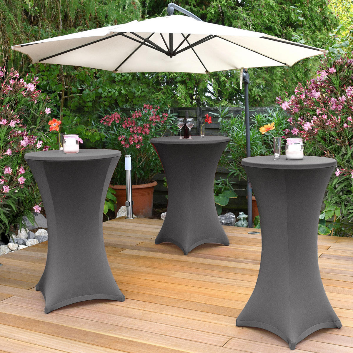 STEHTISCHHUSSE Stella Ø 70cm Anthrazit (5tlg) - Anthrazit, Textil (70/110cm) - Beautissu 