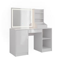SCHMINKTISCH Sherry Weiß/Weiß Hochglanz 128.2 cm mit LED-Spiegel - Weiß Hochglanz, Holzwerkstoff (128.2/76/50.1cm) - Vicco