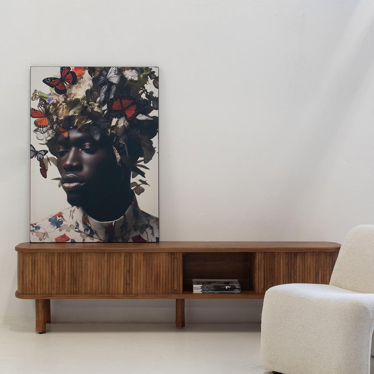 TV-SCHRANK aus Mangoholz 200x40x50cm, natürlich - Braun, Holz (200/50/40cm) - Giga Meubel