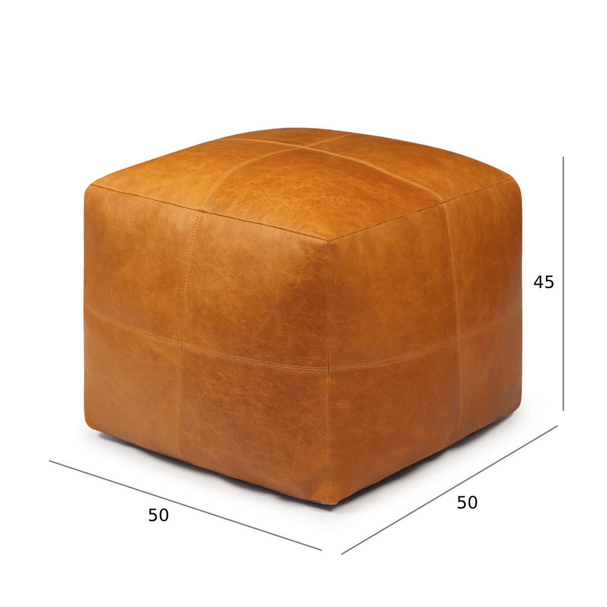 POUF 50/50/45 cm Echtleder Cognacbraun - Braun, Leder (50/45/50cm) - Furnhouse