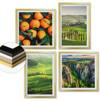 WANDBILDER 4er Set - 50x50 cm & 40x60 cm Goldrahmen - Italienische Landschaft Orangen Natur - Goldfarben, Kunststoff (50/50cm) - ArtPrintCave